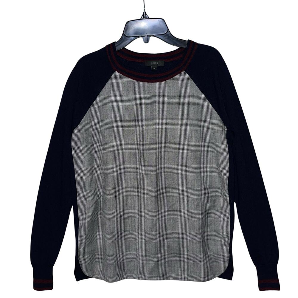 J. Crew Pullover Glen Plaid Wool Blend - Picture 4 of 11